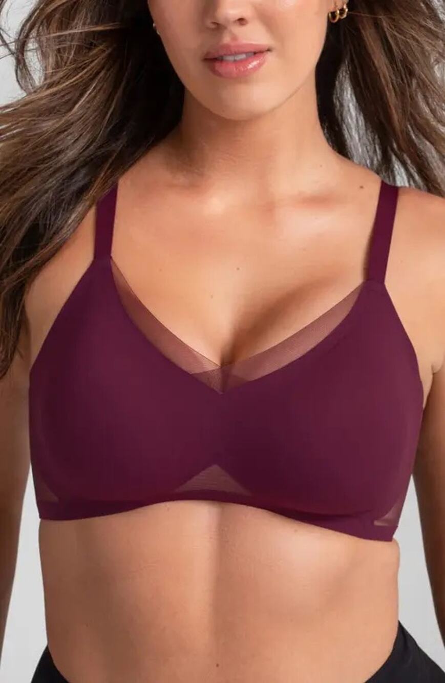 Honeylove CrossOver Wireless Bra Womens Size 3X in Fig Burgundy *EUC